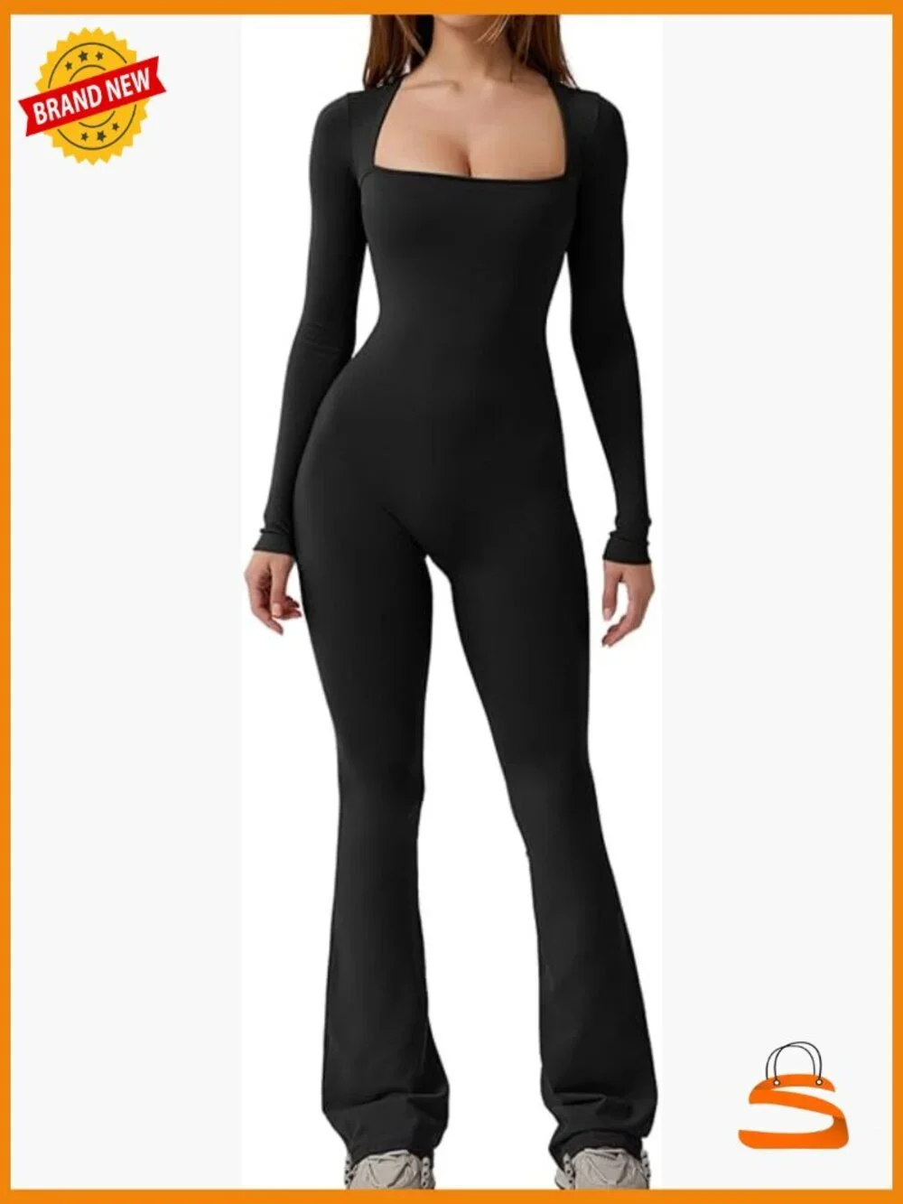 Womens Square Neck Wide Leg Full Length Jumpsuit Romper Bodycon